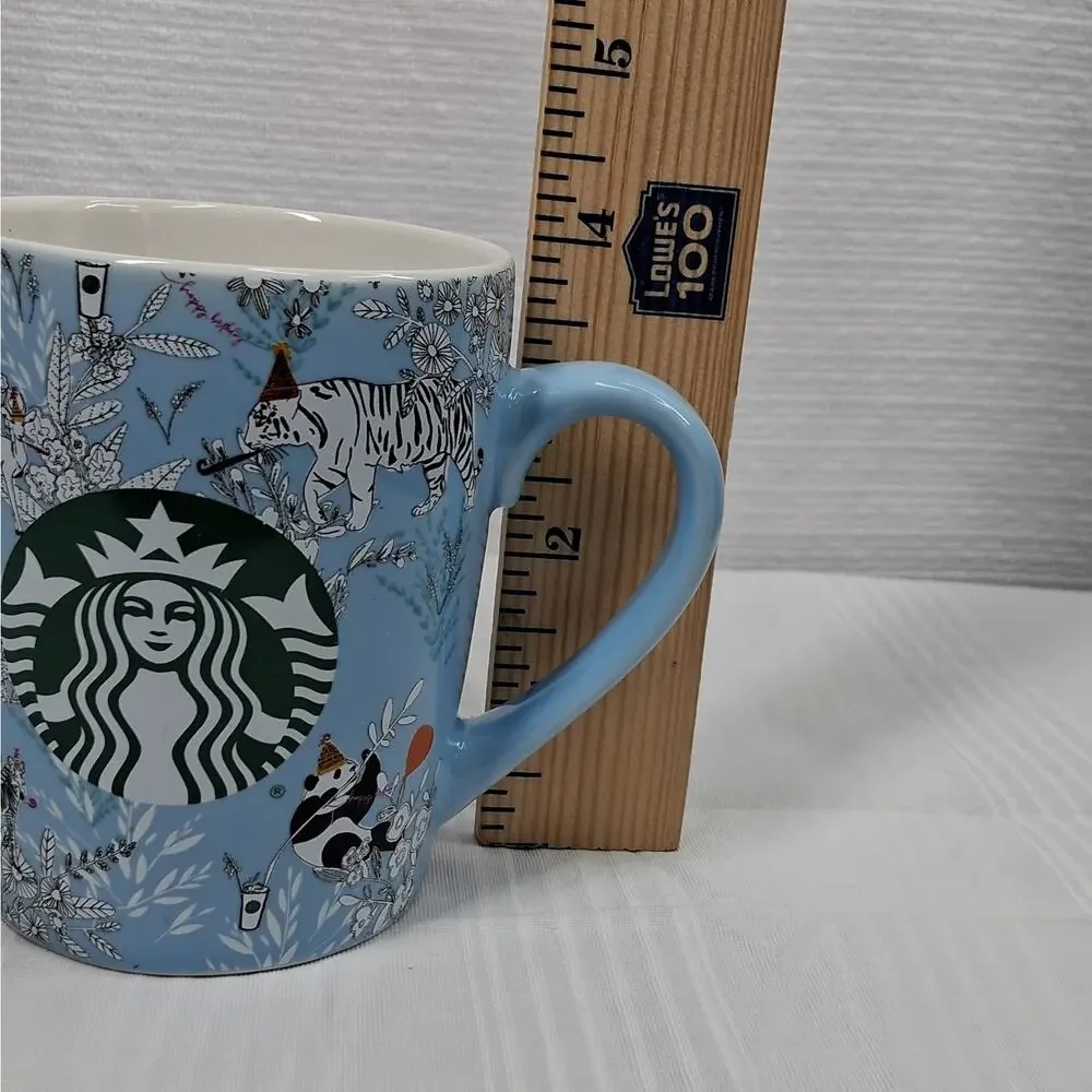 Starbucks 2020 Wild Zoo Animals Happy Birthday Blue Coffee Tea Mug Cup
